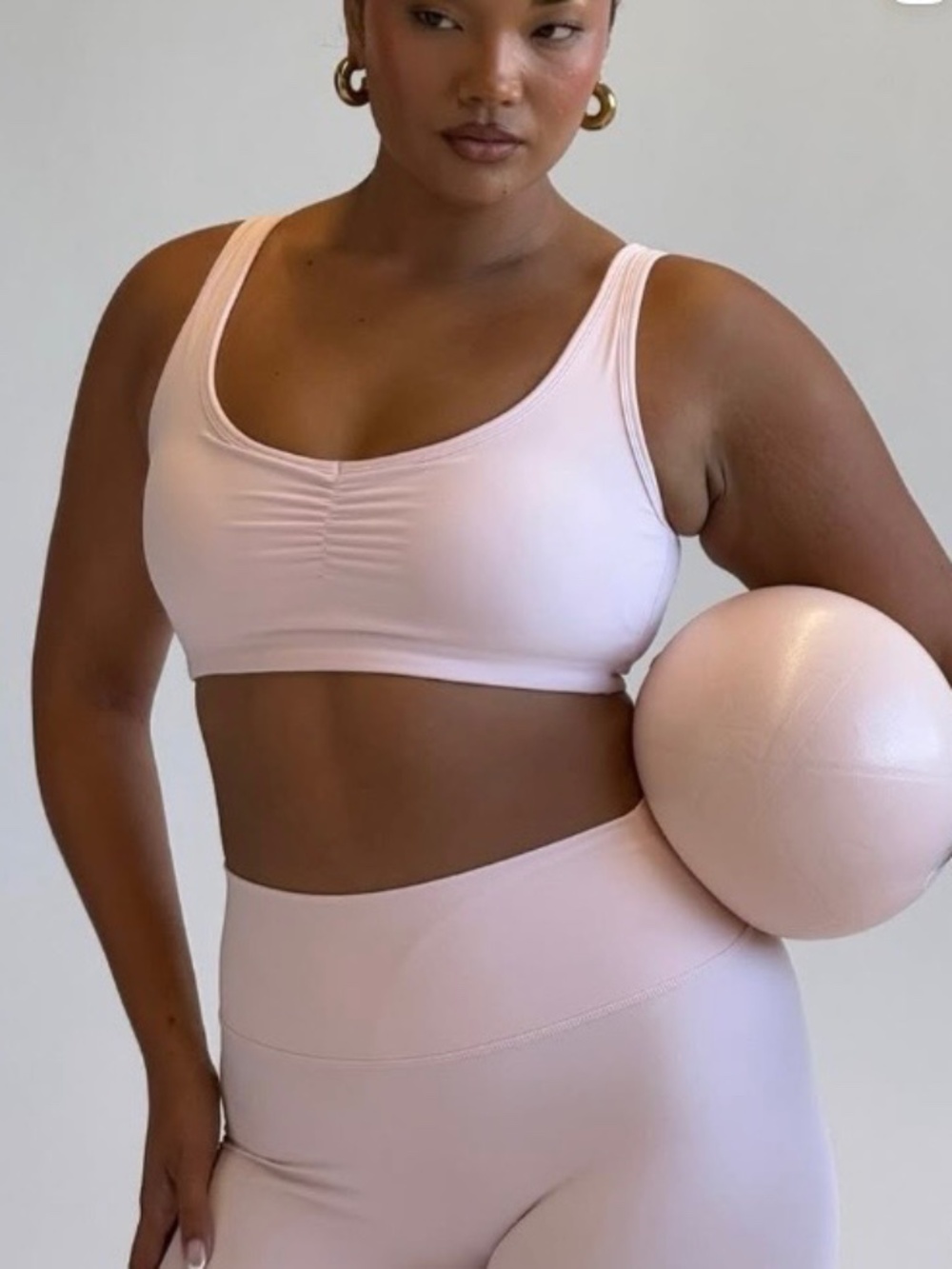 All For Mimi Pilates Princess Pink Scrunch Crop Sports Bra - Small - New